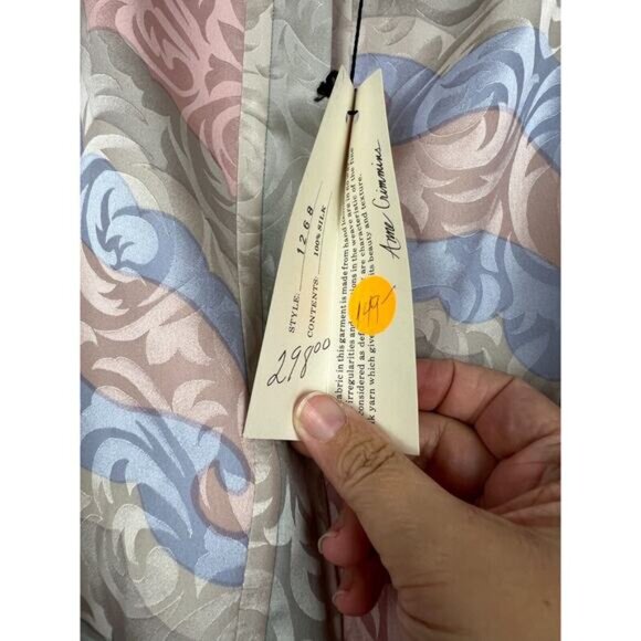 Anne Crimmins for Umi Collections 80s Silk Blouse Skirt Set Pastels Satin Sz 14 - Picture 6 of 12